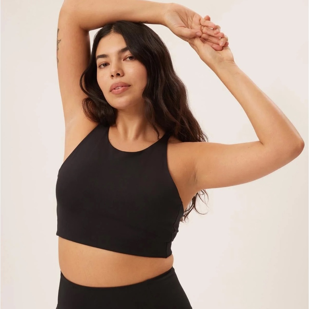 Girlfriend Collective Black Topanga Halter Bra Small